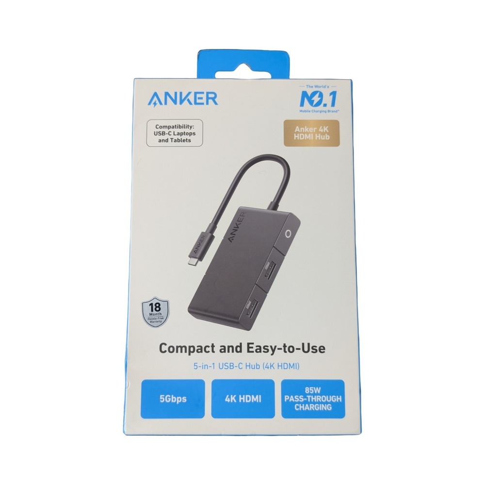 Oo9N Anker 332 5-in-1 USB-C Adapter‎ Hub 4K HDMI USB-A 5 Gbps 85W Charging New